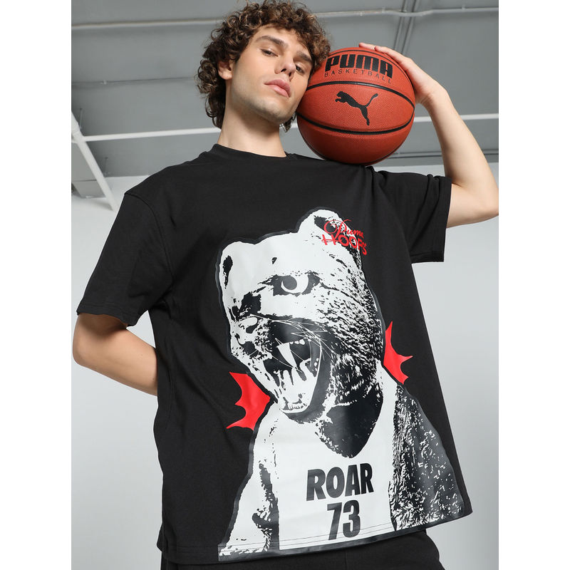 Puma He Can Hoop Men Oversized Fit Basketball T-Shirt Black (L)