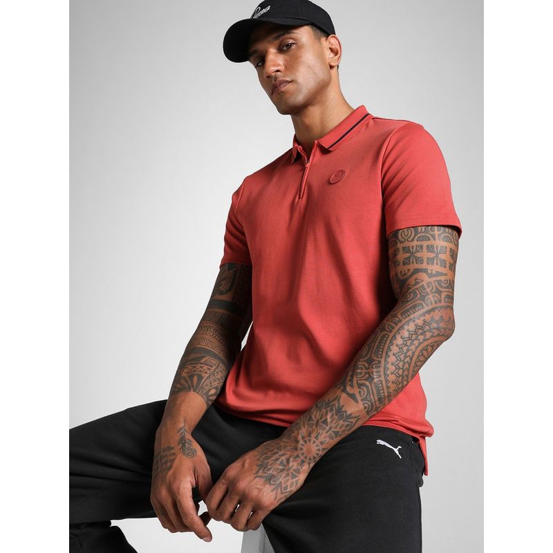 Puma Red Men's Premium Essential Zippered Polo T-shirt (S)