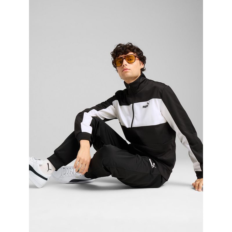 Puma Black Colorblock Regular Fit Jacket and Joggers (XL)