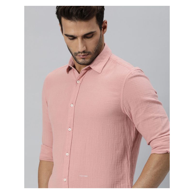 RARE RABBIT Solid Pink Casual Shirts (XL)