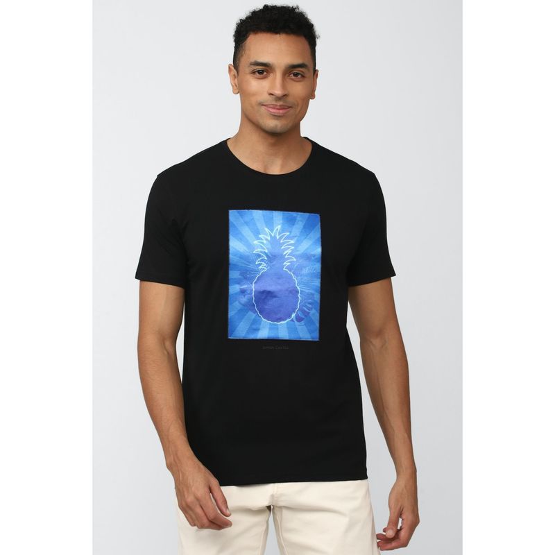 Simon Carter Men Graphic Black T Shirt (S)