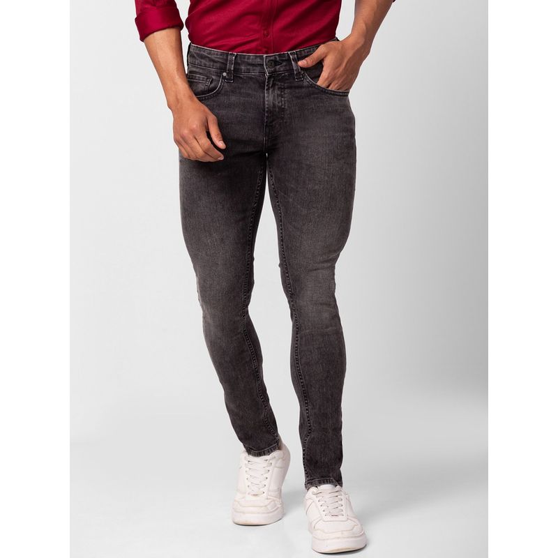 Spykar Black Low Rise Super Slim Fit Jeans for Men (30)