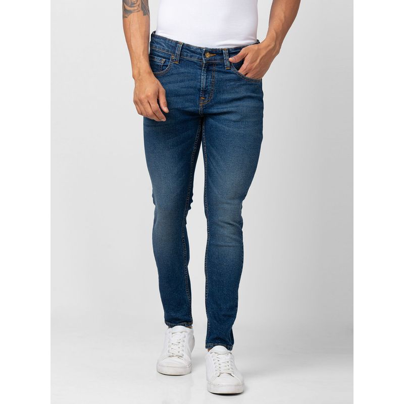 Spykar Men Vintage Blue Cotton Stretch Slim Fit Tapered Length Jeans (Kano) (34)