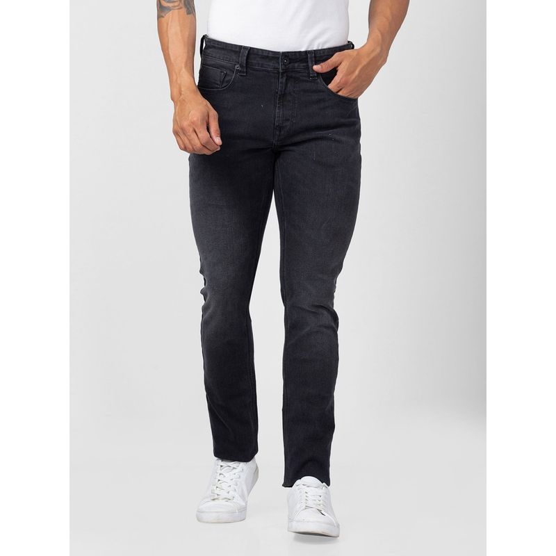 Spykar Men Carbon Black Cotton Regular Fit Narrow Length Jeans (Rover) (40)