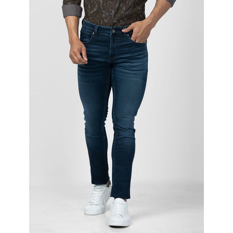 Spykar Men Dark Blue Cotton Slim Fit Narrow Length Jeans (Skinny) (40)