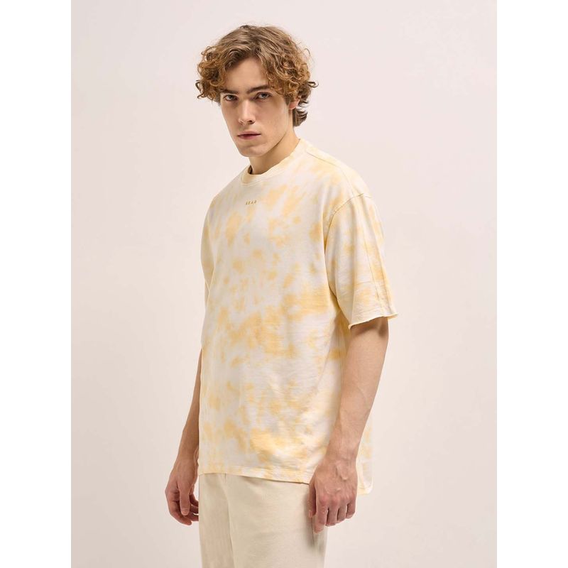 THE BEAR HOUSE Mens Yellow Tie-Dyed Oversized T-Shirt (M)