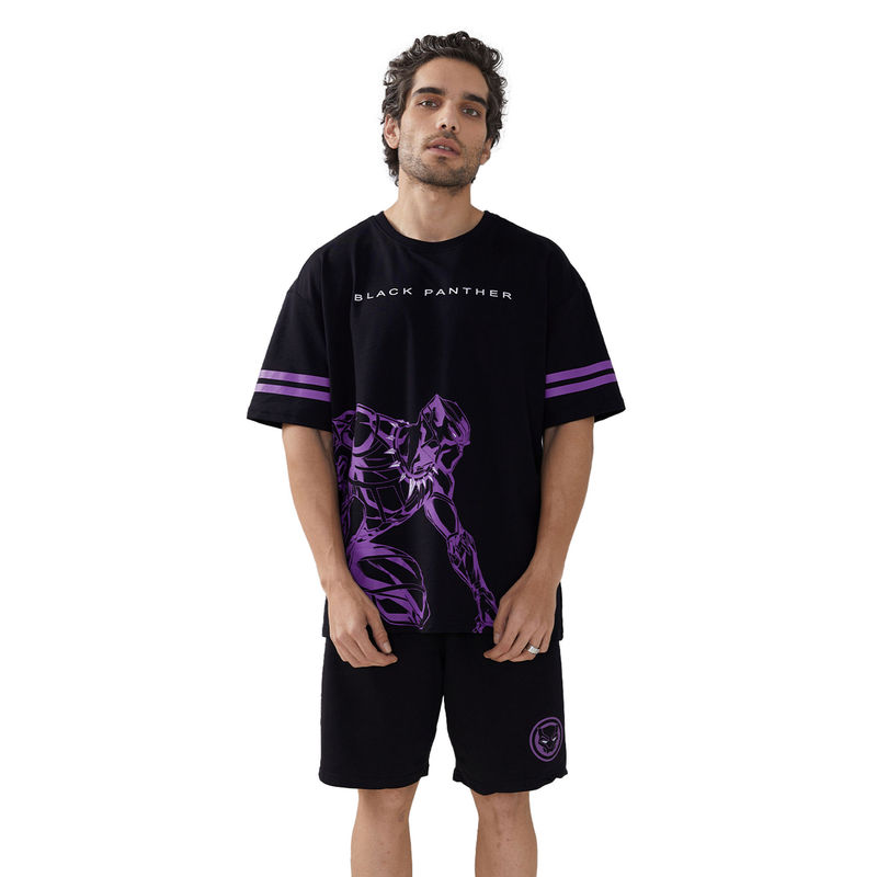 The Souled Store Official Black Panther Panther Power Oversized T-Shirts for Men (XL)