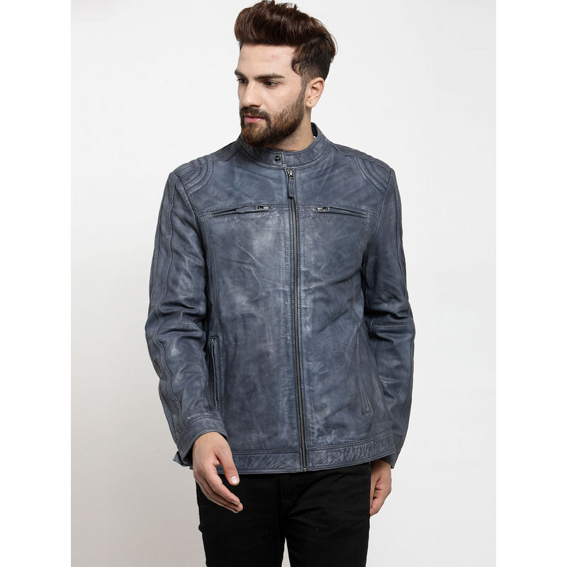 Teakwood Blue Solid Jacket (S)