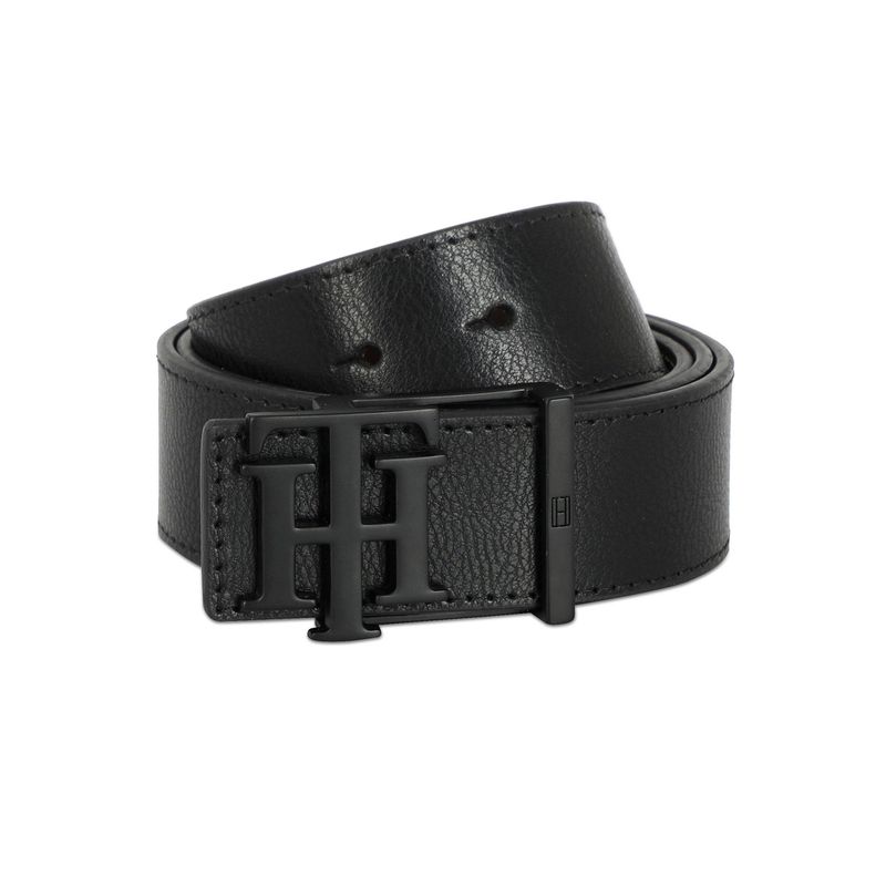 Tommy Hilfiger Lydia Mens Leather Reversible Belt Textured Black & Brown (M)