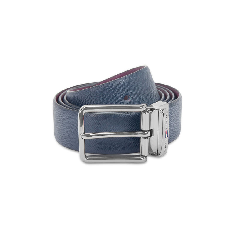 Tommy Hilfiger Holte Men Leather Reversible Belt - Navy Blue & Wine (L)