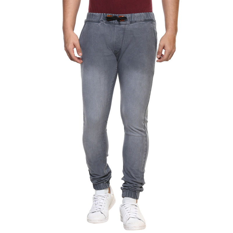 Urbano Fashion Men Grey Slim Fit Washed Jogger Jeans Stretchable (28)