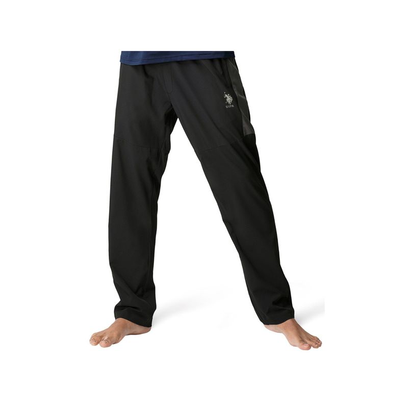 U.S. POLO ASSN. Men Black I718 Natural Polyester Track Pants - Pack Of 1 (L)