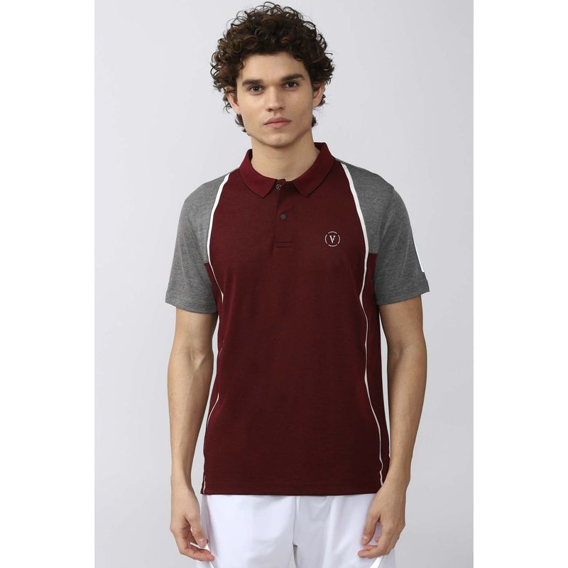 Van Heusen Maroon T Shirt (M)
