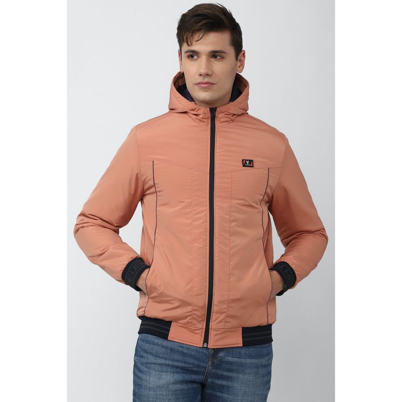 Van Heusen Men Solid Peach Jacket (M)