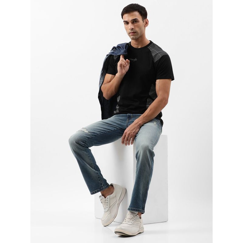 Wrangler Men Solid Black T Shirt Regular (M)