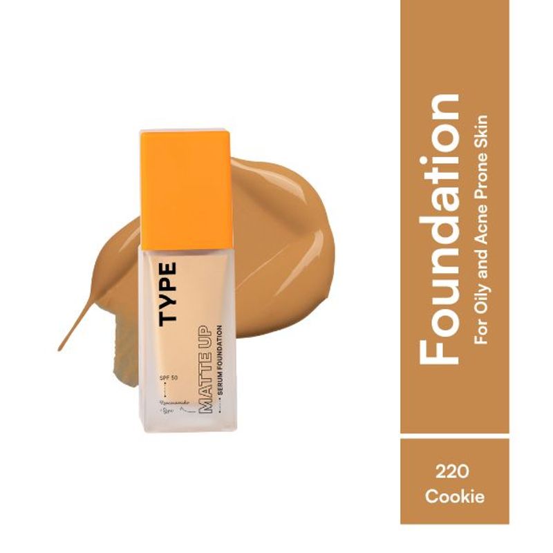 Type Beauty Mattifying Liquid Serum Foundation SPF 50 PA++++ Oily & Acne Prone Skin 12 Hrs Stay