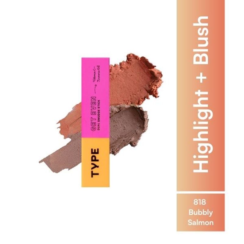 TYPE Beauty Type Get Even Dual Smudge Highlighter + Blush Stick - 818 Bubbly Salmon