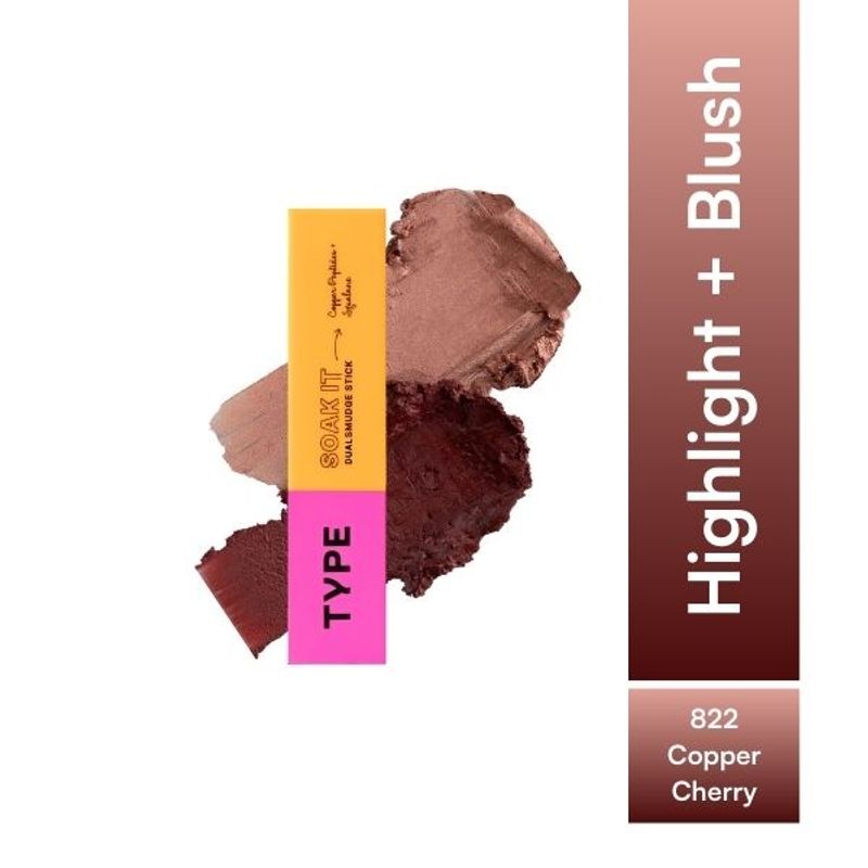 Type Beauty 2 In 1 Blush + Highlighter Stick with Squalane For Dry Skin - 822 Copper Cherry