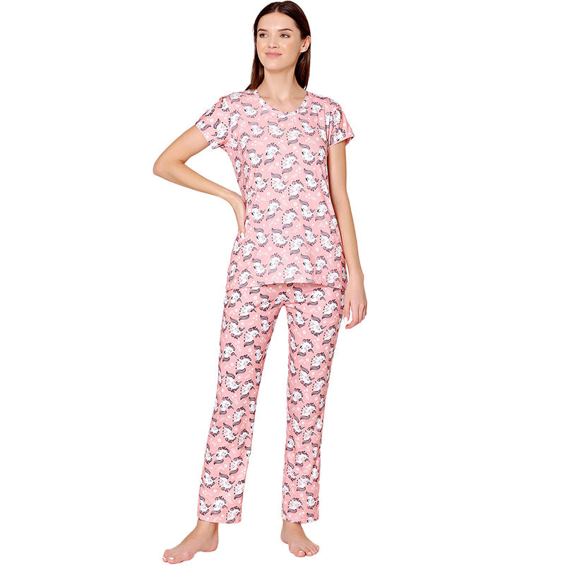 Bodycare Womens Spandex Digital Printed Tshirt & Pyjama Bsls13008 (M)