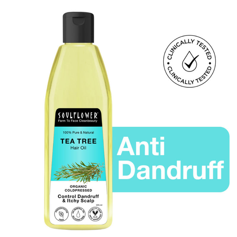 Soulflower Tea Tree Anti Dandruff Hair Treatment Oil For Dry & Frizzy Hair, Castor Olive Oil