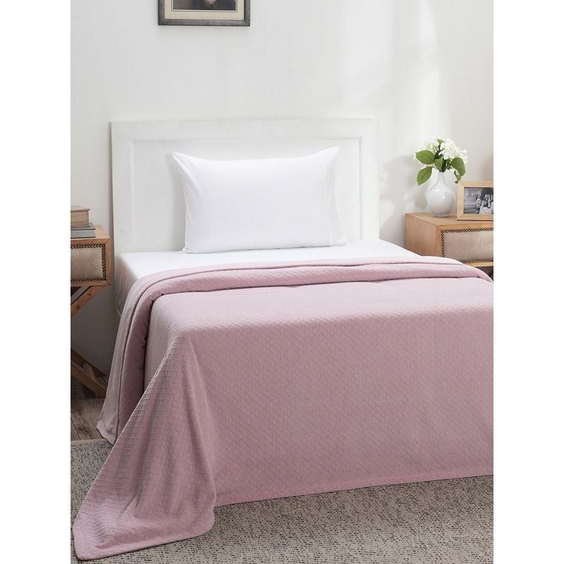 Maspar Colorart Blaize Solid Weave 256 Gsm Cotton Pale Mauve Bed Cover (Single)