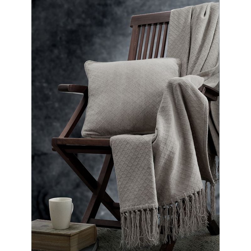 Maspar Colorart Blaize Solid Weave 256 Gsm Cotton Silver Grey Cushion Cover (12x12 Inches)