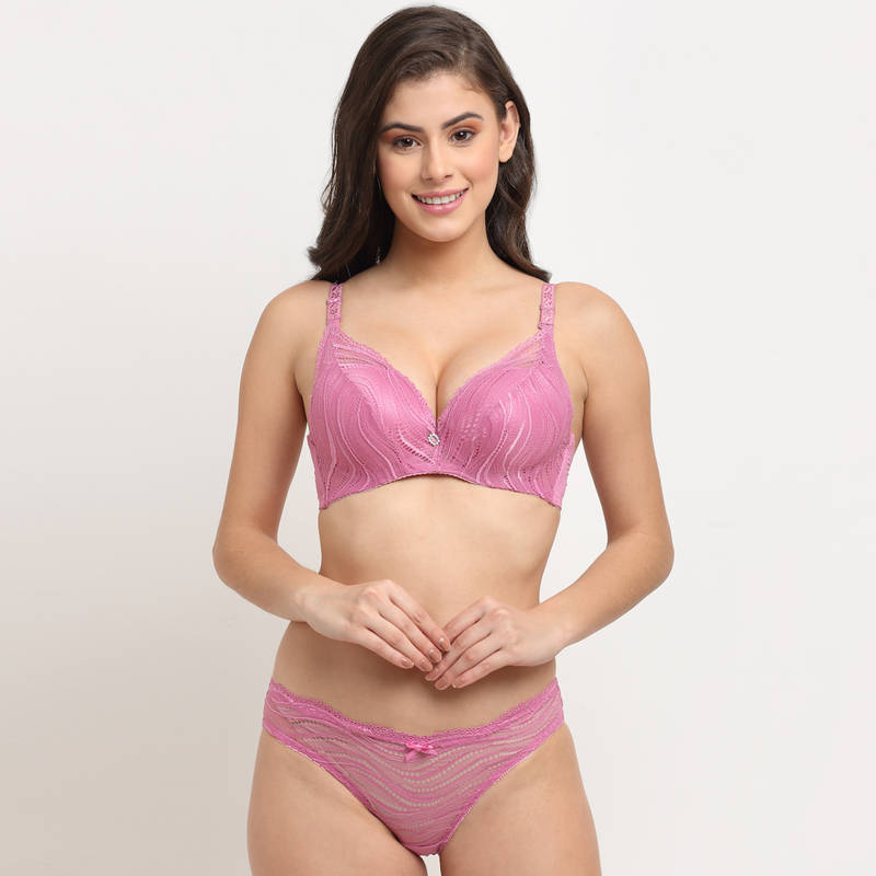 Makclan Lace Contour Lingerie Set - Purple (34B)