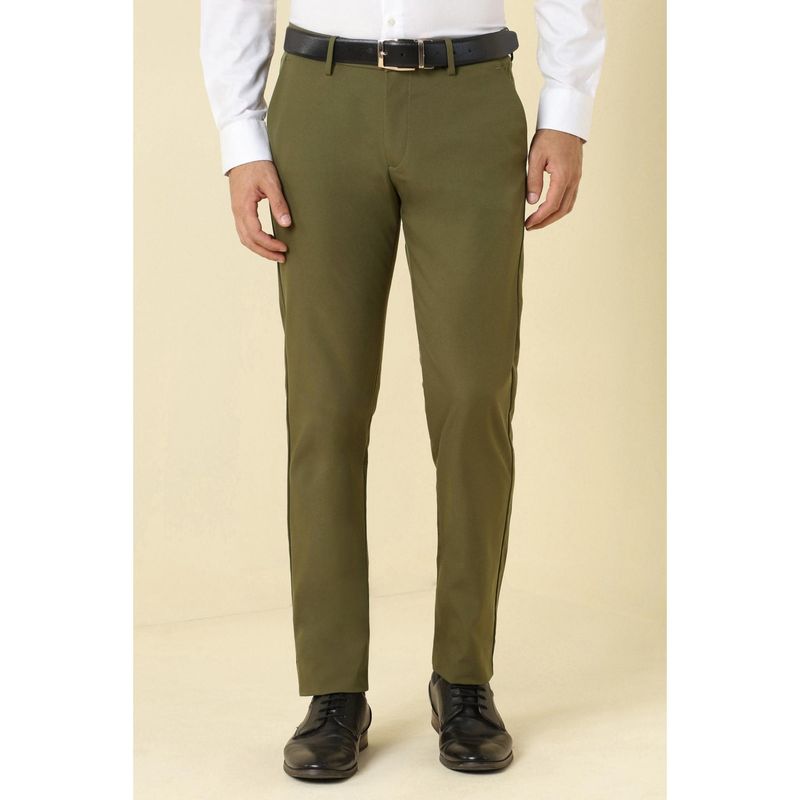 Allen Solly Men Olive Solid Formal Trousers (30)