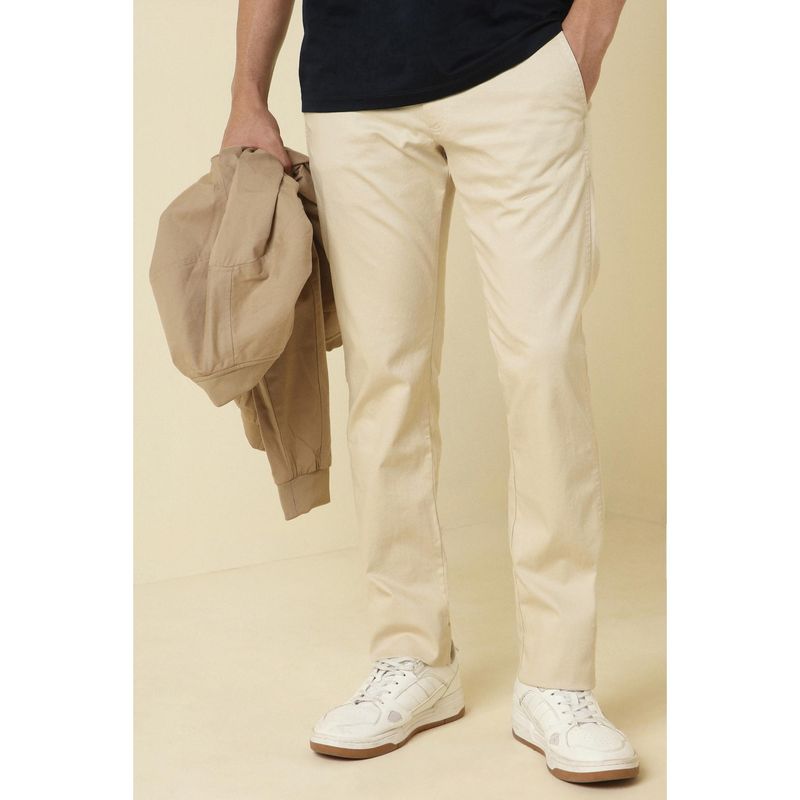 Allen Solly Men Beige Solid Casual Trousers (30)