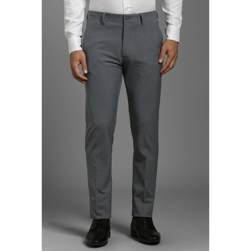 Louis Philippe Men Grey Textured Flat Front Formal Trousers (30)
