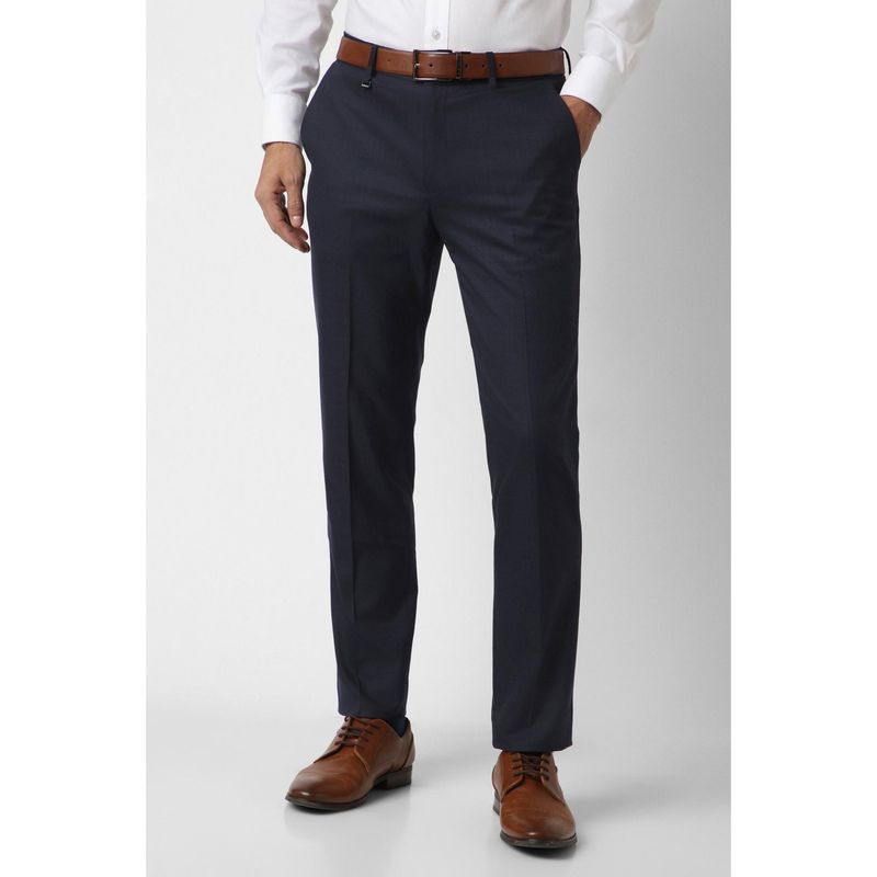 Van Heusen Men Navy Textured Trousers (30)