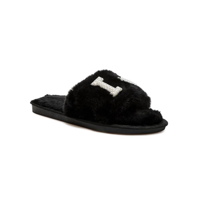 London Rag Women Black Fur Sliders (EURO 38)