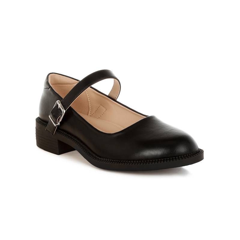 London Rag Women Black Faux Leather Mary Jane Heels (EURO 37)