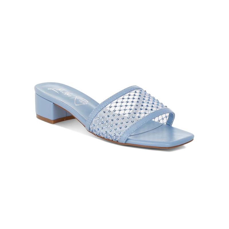 London Rag Women Blue Rhinestone Studded Slip On Heels (EURO 37)