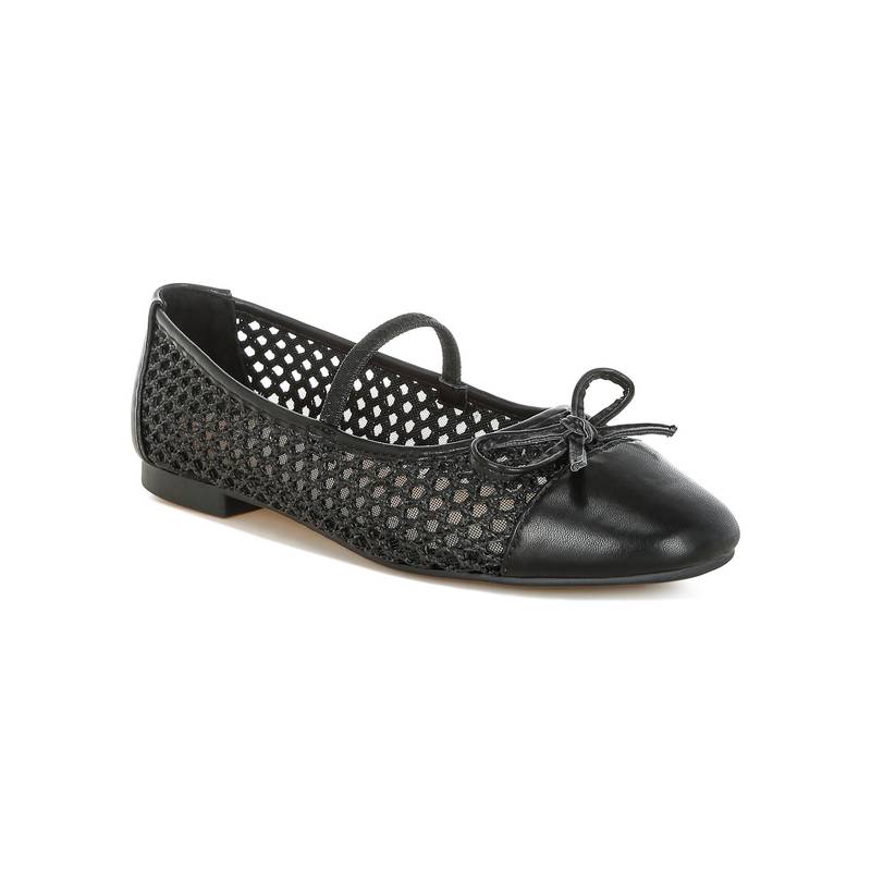 London Rag Women Black Woven Bow Detail Ballerinas (EURO 38)