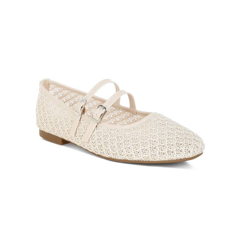 London Rag Women Beige Pin Buckle Strapped Ballerinas (EURO 38)