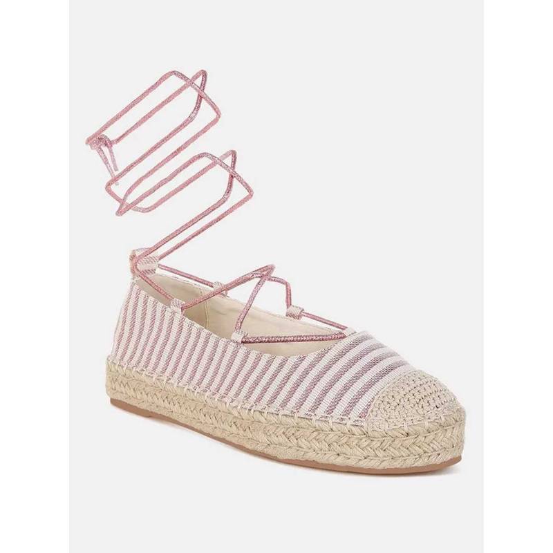 London Rag Women Pink Canvas Woven Espadrilles (EURO 36)
