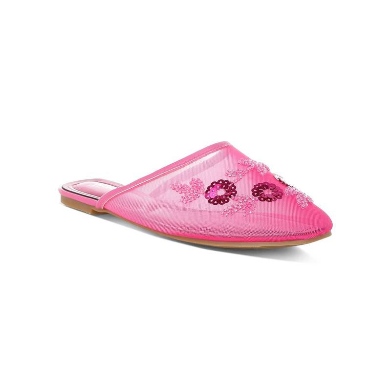 London Rag Women Pink Mesh Sequin Beaded Mules (EURO 38)