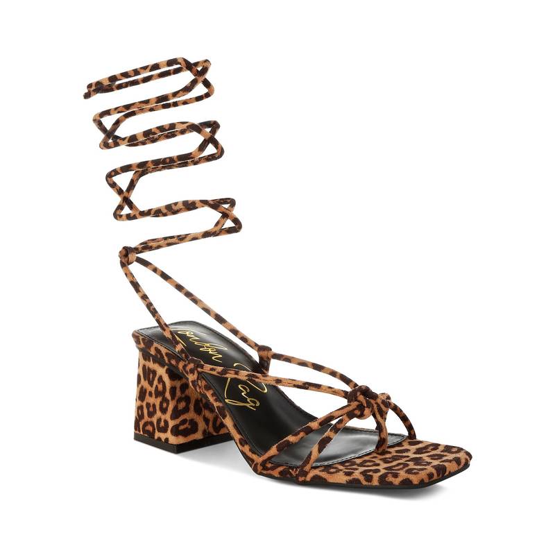London Rag Women Brown Leopard Print Square Toe Gladiators (EURO 36)
