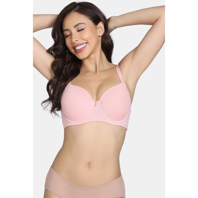Zivame Padded Non Wired T-shirt Bra - Powder Pink (34B)