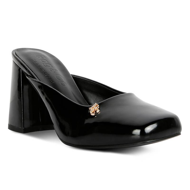 Rag & Co Solid Black Heels (EURO 38)