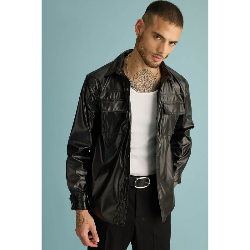 FREAKINS Black Leather Serpent Men's Jacket (S)