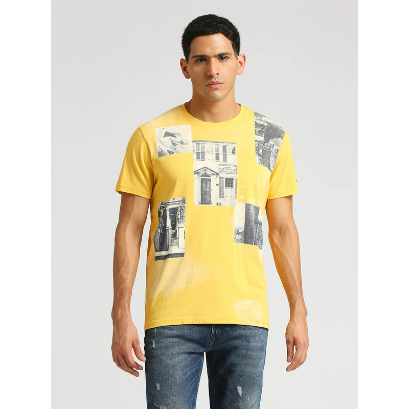 Pepe Jeans Yellow Gabino Photographic Printed T-Shirt (L)