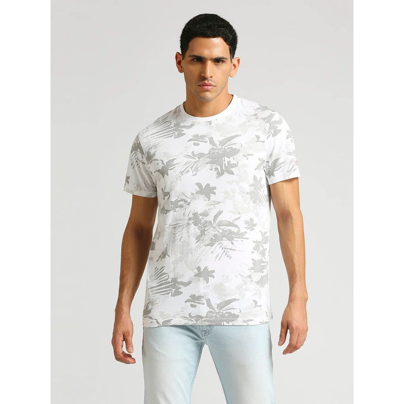 Pepe Jeans White Silas All Over Floral Tropical Printed T-Shirt (M)