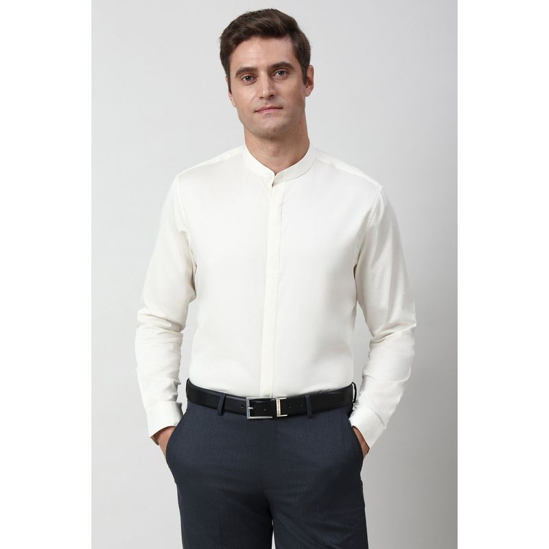 Peter England Men Off White Slim Fit Full Sleeves Formal Shirt (39)