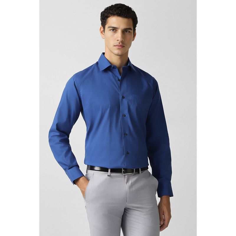 Van Heusen Men Blue Solid Full Sleeves Formal Shirt (39)