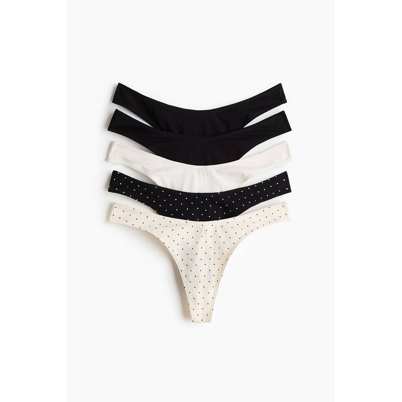 H&M Women Multi-Color 5-pack cotton thong briefs (M)