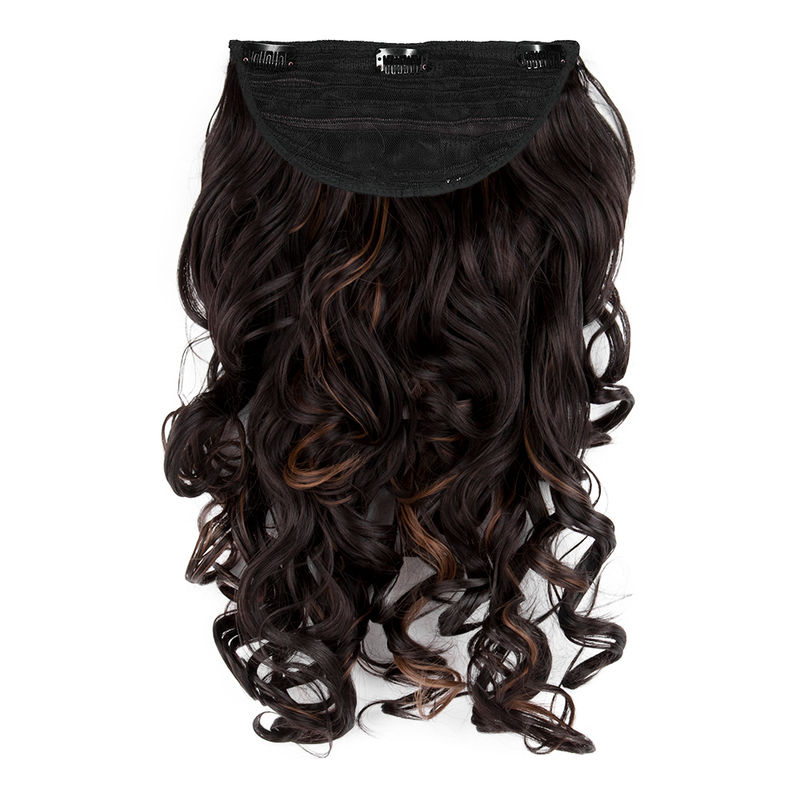 Streak Street Clip-in 18'' Step Curls Dark Brown Hair Extensions With Copper Highlights