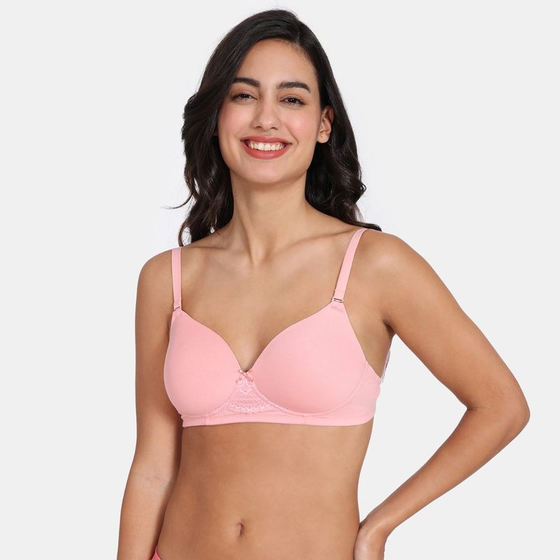Zivame Padded Non Wired 3-4th Coverage Backless Bra - Powder Pink (32C)