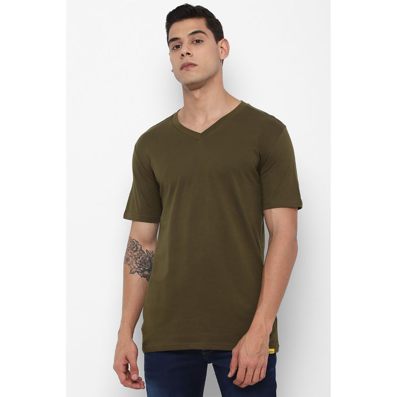 Forever 21 Solid Olive T-Shirt (S) (S)